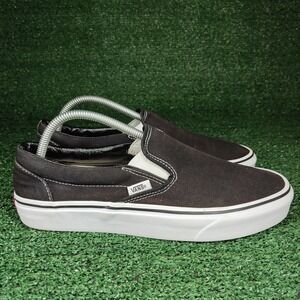 Vans Shoes Mens 9 Black Classic Slip-On Canvas Skate Sneakers 500714 Low Top